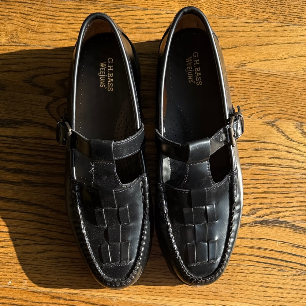 G.H. Bass & Co. Black MARY JANE FISHERMAN SUPER LUG WEEJUNS LOAFER